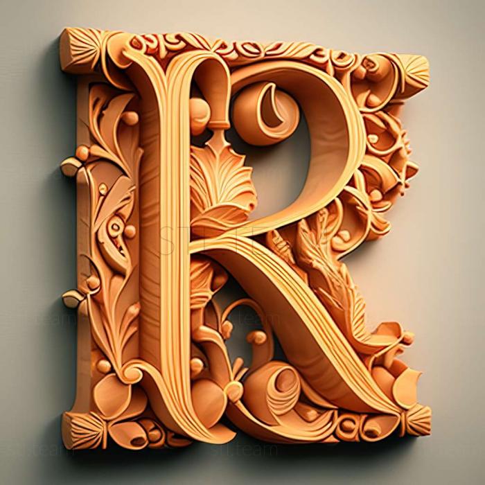 3D model Kakka singular of the Punjabi letter K (STL)